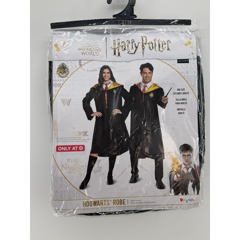 Harry Potter Hogwarts Robe Adult Costume Disguise One Size Gryffindor Black Gold